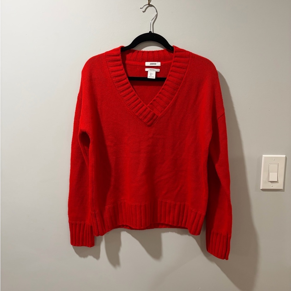 NWOT Jason Wu Red V-Neck Cashmere Sweater​